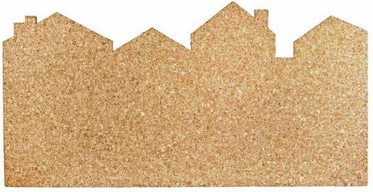 Kork-Deko Kork-Pinnwand mit dem Motiv "Stadt / Skyline" | 60x30 cm | mit 6 Pins