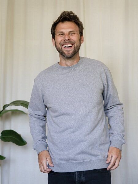 FUXBAU Männer Basic Sweater - graumeliert