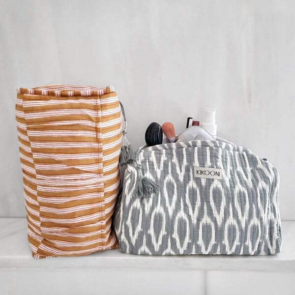 KIKOONI handgefertigte Kosmetiktasche "Positive Grey"