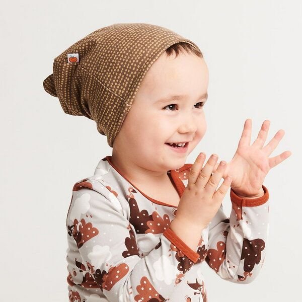 Cheeky Apple Gefütterte Baby-Haube mit Bärenohren aus Bio-Baumwolle "Dotted Lines"