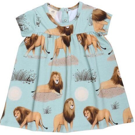 Kinderkleid GOTS zertifiziert, grün, Kurzarm, Igel-Allover, weich – Walkiddy