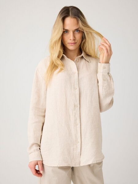 KnowledgeCotton Apparel Lockeres Leinenhemd mit langen Ärmeln - Bio-Leinen GOTS/Vegan