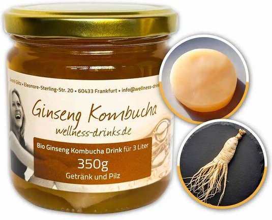 Wellness-Drinks Ginseng Kombucha Drink mit Teepilz (mittel)