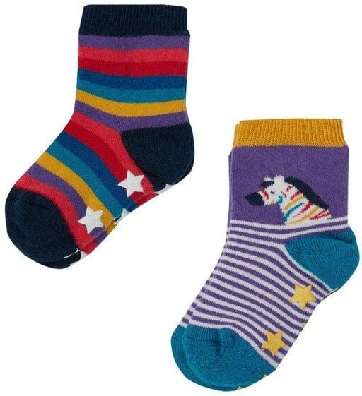 Frugi Stoppersocken Zebra und Rainbow 2er Set Grippy Socks 2 Pack