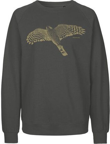 Peaces.bio - handbedruckte Biomode Bio Damen-Sweatshirt Loose Fit Sperber