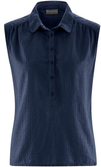 HempAge Hanf Bluse mit Polokragen