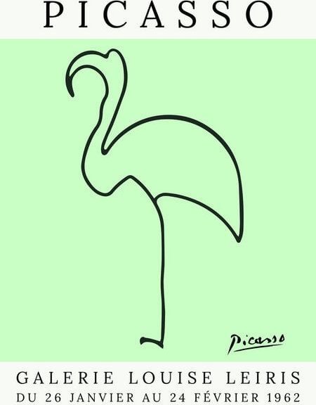 Photocircle Poster / Leinwandbild - Picasso Flamingo – grün