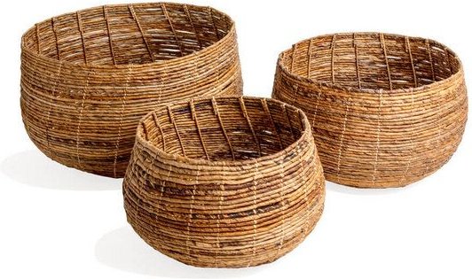 Originalhome Natürlicher Korb aus Abaca, handgefertigt, Lurik, 3er Set