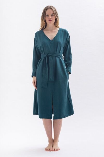 Studio Hertzberg Midikleid *CO-CCOO* mit V-Ausschnitt aus 100% Tencel