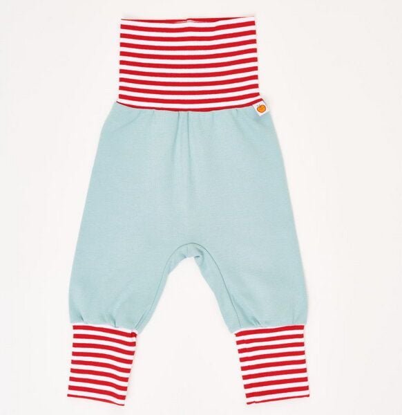 Cheeky Apple Pumphose aus Bio-Baumwolle "Interlock slate / Rot-weiss ringel" Hellblau/Rot-Weiß