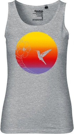 HANDGEDRUCKT Frauen Tank Top "Kolibri" aus 100% Bio Baumwolle (kbA)