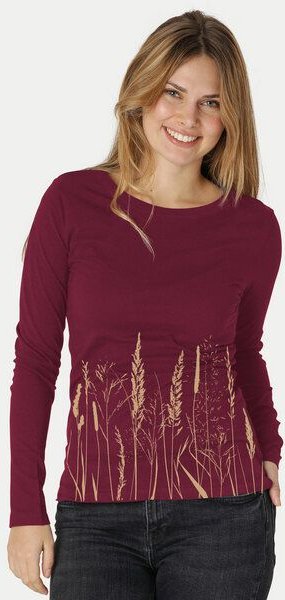 Peaces.bio - handbedruckte Biomode Bio-Damen-Langarmshirt Gräservielfalt
