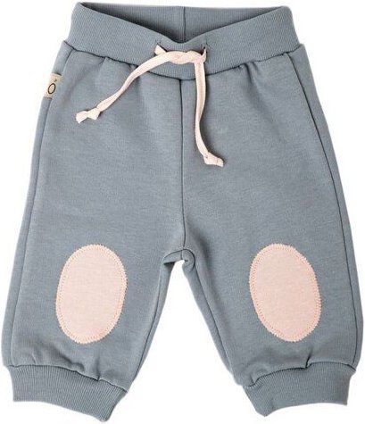CORA happywear Baby Hose aus Bio-Baumwolle "Ali" grau mit rosa Flicken