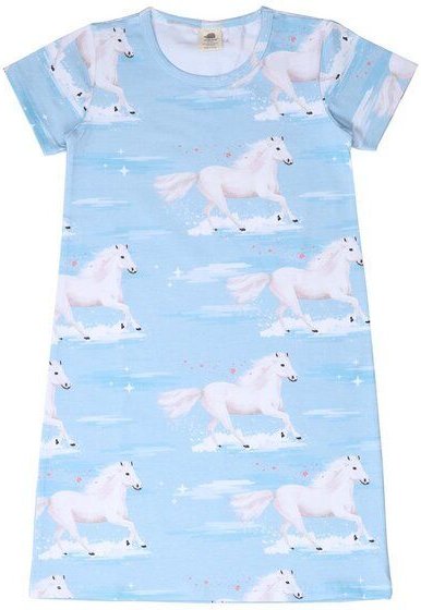 Kinder Nachthemd „White Horses“ aus Bio-Baumwolle in Blau – GOTS-zertifiziert, Walkiddy