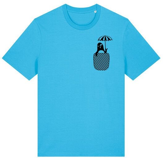 päfjes Pinguin Paul in Brusttasche mit Schirm - Fair Wear Männer Bio T-Shirt