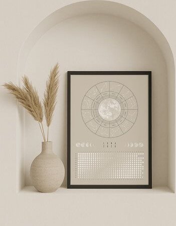 Mondkalender 2026 - Poster A3, A4 - schwarz, beige // ShellyCreates
