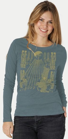 Peaces.bio - handbedruckte Biomode Langarmshirt Damen Sonnenscheibe Aton