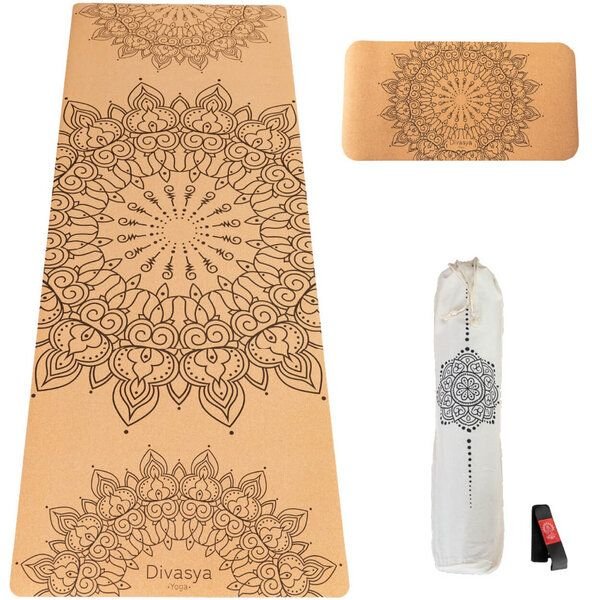 Divasya Yoga-Support-Set: Kork-Yogamatte & Yoga-Pad