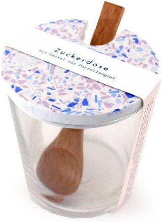 Objet Vague Zuckerdose, Glasdose Terrazzo inkl. Holzlöffel