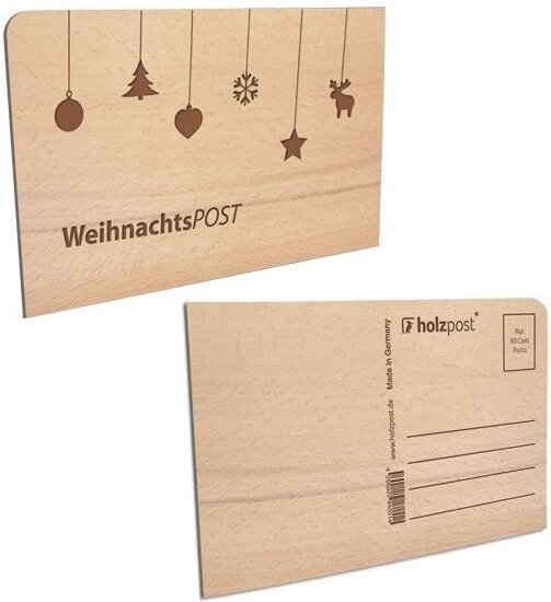 holzpost Weihnachtspostkarte aus Holz