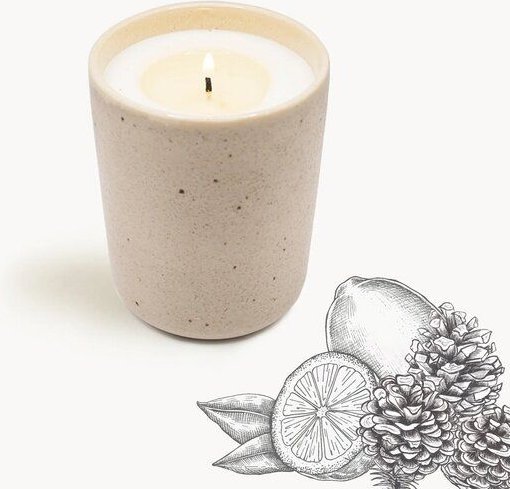 EDDA stoneware Handgemachte Steingut Kerze - Duft: Zirbe & Zitrone