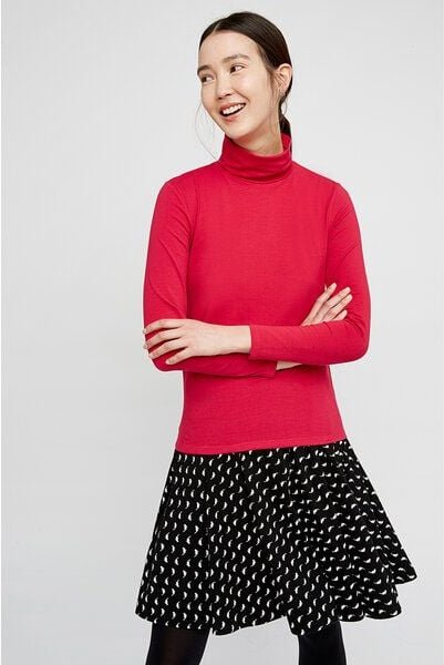 People Tree Laila Roll Neck Top Pink