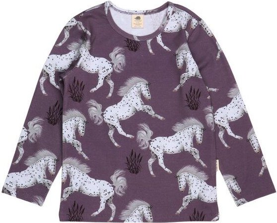 Kinder Langarmshirt Schimmel Bio-Baumwolle – GOTS-zertifiziertes Walkiddy Shirt mit Pferde-Print, weich, atmungsaktiv & ...