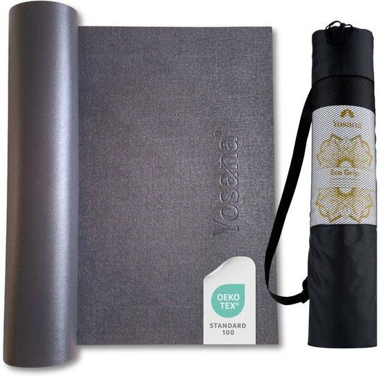 Yosana Yogamatte inkl. Tragetasche, Made in Germany, rutschfeste OEKO-TEX100 geprüfte Yoga Matte (Grau)