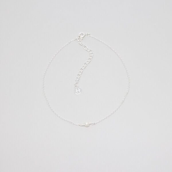 fejn jewelry Fußkette 'single pearl' mit Süsswasserperle Silber/vergoldet