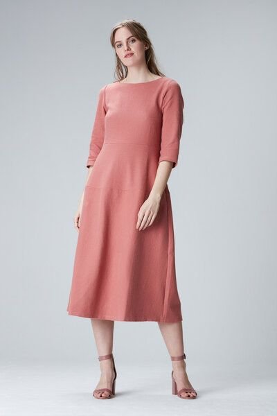 Studio Hertzberg MAALTAA - Midi Kleid mit 3/4 Arm aus Biobaumwolle