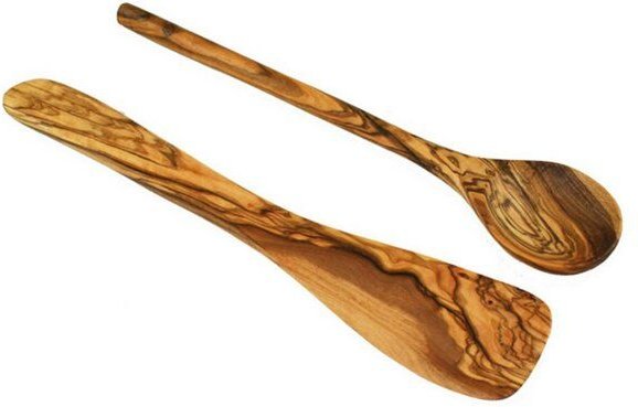 Olivenholz erleben Küchen 2er Set Kochlöffel & Pfannenwender aus Olivenholz