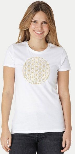 Peaces.bio - handbedruckte Biomode Bio-Damen-T-Shirt Die Blume des Lebens