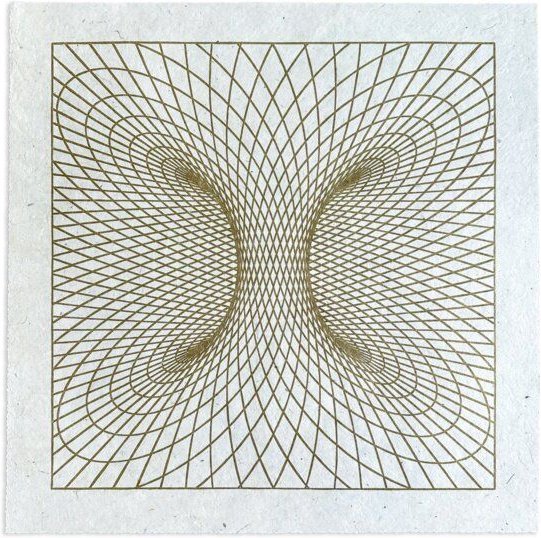 Veskor Cassiopeia TORUSFELD Heilige Geometrie Linoldruck | 40 x 40 cm | Gold auf Naturweiß