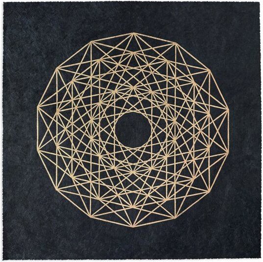 Veskor Cassiopeia PENTELLATED 6-SIMPLEX Heilige Geometrie Linoldruck | 40 × 40 cm | Gold auf Schwarz