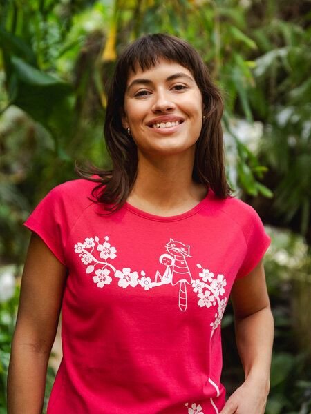 FellHerz Damen T-Shirt Catlove Bio & Fair & Handbedruckt