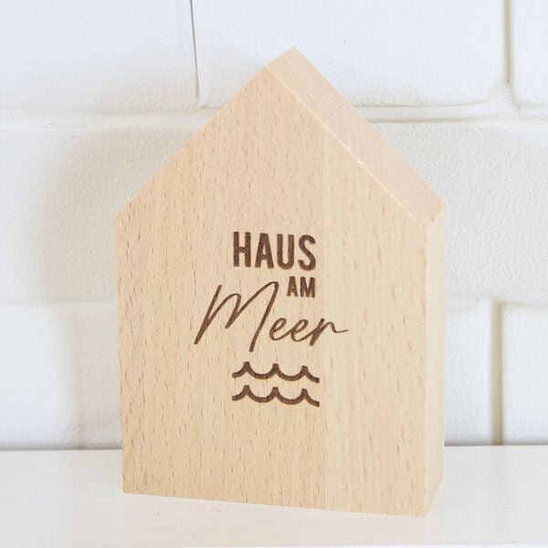 Bow & Hummingbird Großes Deko-Holzhäuschen Haus am Meer