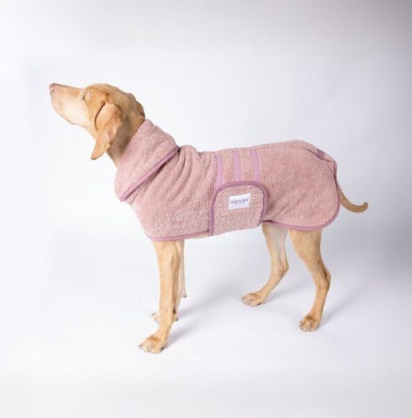 Caruso Conscious Pet Supply Hundebademantel - Rosa - doppellagig und saugstark - Bio-Baumwoll Mix
