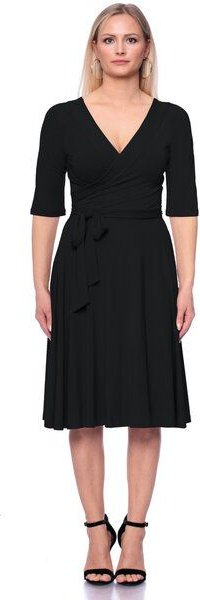 Ingoria AVA wendbares Wickelkleid 3/4 Arm mit schwingendem Rock (Uni)