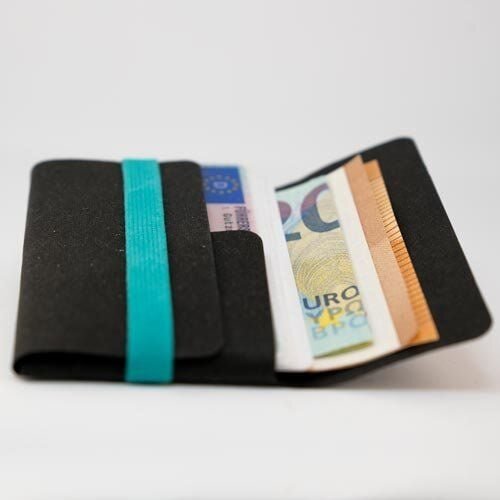 ANDERS & KOMISCH Minimalistisches Karten Portemonnaie mit Münzfach - A&K TINY Wallet Schwarz