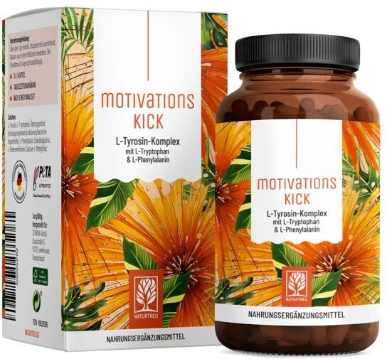 L-Tyrosin L-Tryptophan 90 vegane Kapseln Motivationskick Naturtreu®
