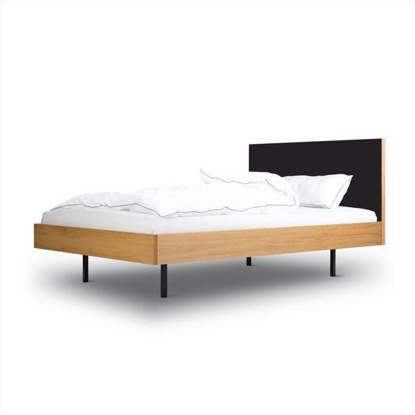 BARTMANN Unidorm Classic - Holzbett aus Eiche mit Kopfteil aus Linoleum