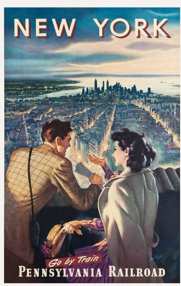 Photocircle Poster / Leinwandbild - New York - Go by Train / Pennsylvania Railroad