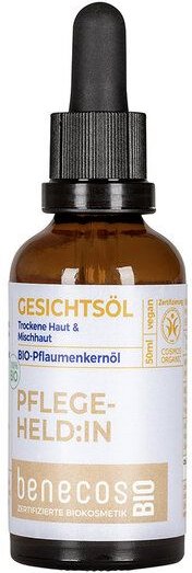 benecosBIO PFLEGEHELD:IN GESICHTSÖL BIO-PFLAUMENKERNÖL - MISCHHAUT