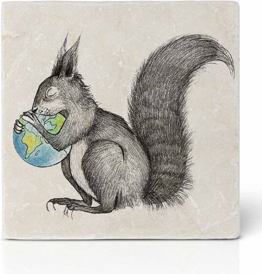 Fliesenuntersetzer »Eichhörnchen Welt« von LIGARTI | Design Untersetzer | Natursteinfliese
