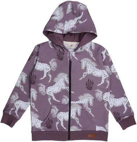 Baby Sweatjacke – Lila mit Pferdemotiven, Kapuze & Reißverschluss, weich & bequem | von Walkiddy