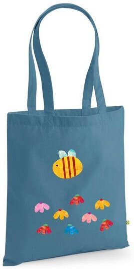 Meladi Tragetasche / Tote Bag aus Biobaumwolle - Blumenwiese auf Sky Blue