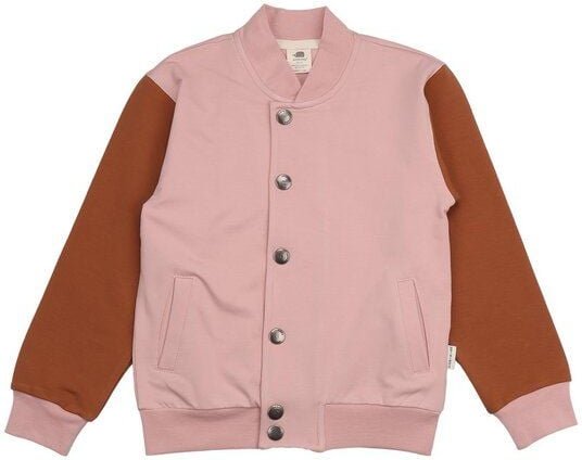 Kinder Bomberjacke GOTS-zertifiziert aus Bio-Baumwolle, Wind’s Path, rosa mit braunen Ärmeln, weich, alltagstauglich – W...