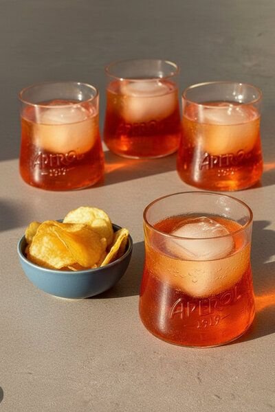 MaBe 4er Set Aperol Gläser UPCYCLING aus der 1 Liter Aperol Flasche OHNE Glashalm