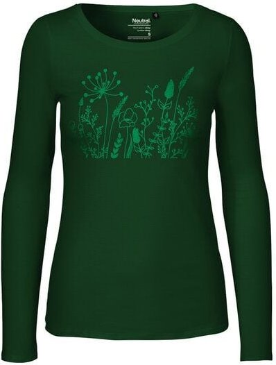 HANDGEDRUCKT "Wilde Wiese" Frauen Longsleeve aus reiner Biobaumwolle (kbA)