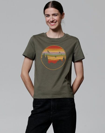 watapparel T-Shirt Frauen Sunset Berge & Tannen